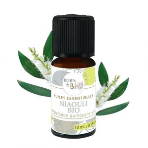 BORN TO BIO Huile Essentielle de Niaouli Bio - 100% Pure & Naturelle - &Eacute;nergisante et Protectrice en Hiver - D&eacute;congestionne et Purifie l&rsquo;Air - 10ml (Born To BIO, neuf)
