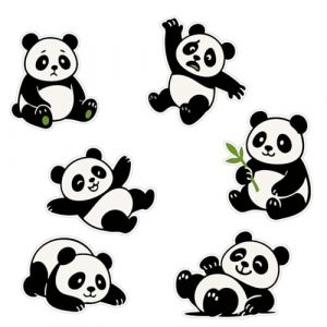Lot de 6 stickers muraux mignons panda pour chambre d'enfant, décoration de chambre d'enfant et espaces créatifs (Wall4stickers, neuf)