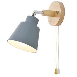 HUA5D Gris Applique Murale Interieur Avec Interrupteur Tirette Design Moderne por Chambre Salon,E27 Applique Murale Vintage Retro Spots Muraux,Lampe De Lecture De Chevet,Rotation &Agrave; 350 Degr&eacute;s (DLLBF, neuf)