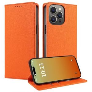 FERLAN Coque pour Honor X6C/X5B 4G/X5B Plus,Etui Fente pour Cartes [RFID Blocage] Housse Cuir V&eacute;ritable Support Portefeuille Protection Coque avec Honor X6C/X5B 4G/X5B Plus - Orange (BiBoDan, neuf)
