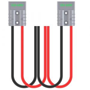 GTIWUNG Lot de 2 Batterie Connecteur avec Fil de 50cm 10 AWG, Connectique Batterie Prise Connexion Rapide, pour treuil de récupération de Voiture, Van, Moto ou remorque | 12-36V CC, 50A/600V, Gris (GTIWUNG-FR, neuf)