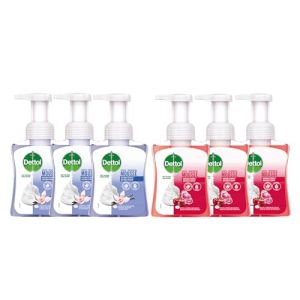 Dettol - Lot de 6 mousses à savon - Savon pour mains - 3 Vanille & Orchidée et 3 Rose & Fleur de Cerisier (Pennguin-FR-Home, neuf)