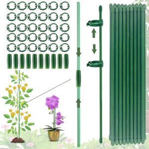 (100PCS) Tuteur Plante Interieur, 20 Pièces Tuteur Plante Interieur, 30 Tiges de Plantes Clips, 10 Tiges Tube d'extension, Support Plante Grimpante, Tuteur Orchidee, Fixation de Croissance des Plantes (FengJiaHui, neuf)