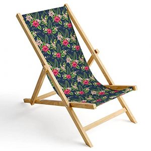 Ferocity Chaise Longue Pliable en Bois Fauteuil de Plage Pliant en hetre Classique Lit de Plage Palm foncé 1 [119] (ferocity-shop, neuf)
