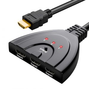 HDMI Switch 3 Ports Commutateur HDMI S&eacute;lecteur Splitter 3 Entr&eacute;e 1 Sorties R&eacute;partiteur 4K@30Hz Full HD Pris en Charge C&acirc;ble Haute Vitesse UHD pour PS5 for X Box Roku Fire TV Stick HDTV One chromecast (LiShenWen, neuf)