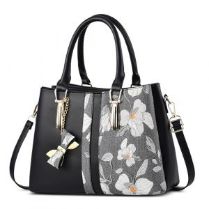 FOLOVEYA El&eacute;gant Sac &agrave; Main Femme Pendentif Arc Sac Fourre Tout Sac &agrave; Bandouli&egrave;re Ville Sacs Port&eacute;s Epaule Sac Cabas Sac Tote Sac Messager Travail Achats F&ecirc;te Voyage PU Cuir Sac Dames Noir (GATE14 S.R.L, neuf)