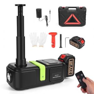 Jradse Cric de Voiture &Eacute;lectrique, Cric sans Fil 21V Portable avec T&eacute;l&eacute;commande, Levage Rapide 90s de 15.5 &agrave; 53cm, LED 4000 Lumens, pour FOURGONNETTES, VUL, SUV, Berlines (EA-MARKOS, neuf)