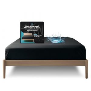 Drap-Housse imperm&eacute;able King, prot&egrave;ge-Matelas 100% Noir, Compatible avec Les Produits de Massage &agrave; Base d'huile, d'eau et de Silicone, Silencieux, Lavable en Machine, Poche Profonde de 35cm (JapanLotionSeller, neuf)