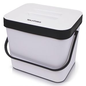 YourCasa® Composteur Cuisine 7L avec support et tamis - poubelles à compost pour les déchets organiques quotidiens - Lavable au Lave - Vaisselle - poubelle compost cuisine seau compost cuisine (Blanc) (yourcasa, neuf)