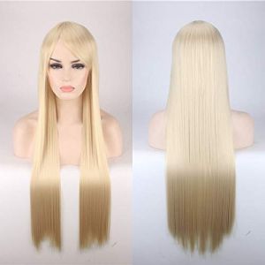 80CM 31 `` Perruques Cosplay Faux Cheveux Synthétiques Résistants À La Chaleur Noir Bleu Marron Blonde Russe Perruques Droites Brésiliennes + Casquette Perruques Une Taille Longue Perruque Droite 15 (good stuff A, neuf)