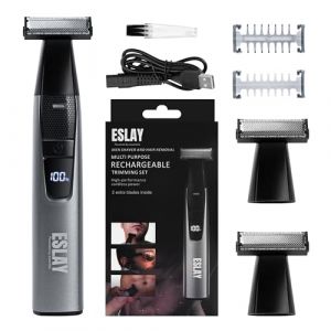 Tondeuse intime homme 3-en-1 &ndash; Rasoir corps homme rechargeable USB-C avec lames de pr&eacute;cision &ndash; Tondeuse partie intime pour barbe, cheveux et zones sensibles (WELL-MARKET, neuf)