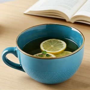 Arawat Grande tasse &agrave; th&eacute; 700 ml - Grandes tasses &agrave; cappuccino en c&eacute;ramique - Grande tasse XXL - Bol &agrave; soupe avec poign&eacute;e - Grand bol &agrave; caf&eacute; - Bol &agrave; c&eacute;r&eacute;ales avec cuill&egrave;re - Tasse &agrave; caf&eacute; et th&eacute; (TianMeng FR, neuf)