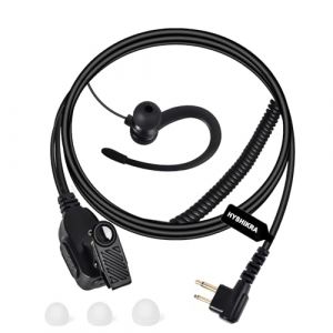 HYSHIKRA Oreillette de sécurité en Forme de G avec PTT, Casque Radio léger Compatible avec Motorola GP300 DP1400 CP040 CLS1410 Talkie Walkie (Noir, 1 Pack) (NARadio, neuf)