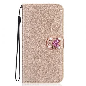 BLOTECH Coque en Cuir Glitter Etui pour Honor 90 Lite,Coque pour Honor 90 Lite Housse Bling Shiny PU Cuir Housse Etui Coque Pochette en Cuir Strass Portefeuille pour Honor 90 Lite - Or (Bolong, neuf)