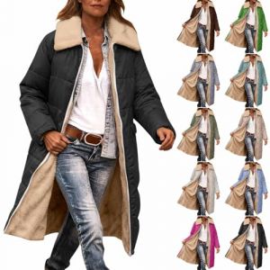 RLEHJN Manteau Long Femme Hiver Doudoune Chaude Femme sans Capuche Femmes Parka R&eacute;versible Hiver &Agrave; Capuche Long Polaire Manches Longues Manteau De Laine Casual Parka Epaisse Chaude Slim Fit (⭐⭐⭐⭐⭐RLEHJN, neuf)