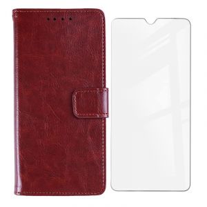 KJYF Coque pour Blackview BV9200 (6.6"), Verre Tremp&eacute; Protecteur Ecran, Fonction Stand &agrave; Rabat Porte-Monnaie Cover et Flip Silicone Housse Etui pour Blackview BV9200 - Brown (KuangHuanHuan, neuf)