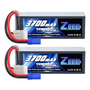 Zeee 4S Lipo Batterie 3700mAh 14,8V 60C 4S Batterie RC avec connecteur EC5 pour FPV Racing Drones V&eacute;lo de Route Quadcopters Avion H&eacute;licopt&egrave;re RC Bateau RC Voiture (2 Paquets) (ZEEE POWER, neuf)
