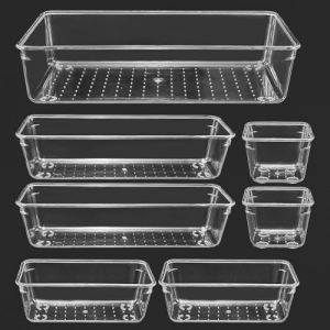 Xpieoyrm Lot de 7 Organisateurs de Tiroirs en Transparent, Rangement Maquillage Tiroir avec 4 Tailles, Organisateurs de Tiroir, Rangement Tiroir Diviseur de Tiroir Plateau pour Papeterie Maquillage (Xpicefox Store, neuf)