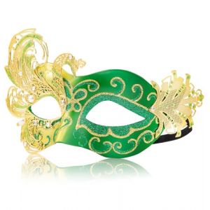 Masque de mascarade vert 2025 pour femme, masque papillon Mardi Gras pour femme, masque v&eacute;nitien en filigrane en m&eacute;tal paon, parfait pour les f&ecirc;tes d'Halloween, les f&ecirc;tes costum&eacute;es, etc (MYSEUNI, neuf)