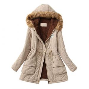 WZYYDS Manteau Femme Hiver Chaud &Eacute;pais Capuche Fourrure Blousons Laine Manche Longue Matelass&eacute;e Casual Veste Chaude Teddy Polaire &Agrave; Capuche D'Hiver Femme Veste De Ski Parka Mi Saison Grande Taille (WZYYDS, neuf)