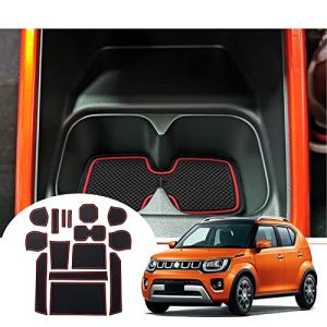 GAFAT Suzuki Ignis 2017-2024 2025 Tapis Antidérapants pour Console Centrale, Ignis 2025 Tapis en Caoutchouc Porte-Gobelet, Boîte de Rangement, Tapis de Porte, Accessoires Suzuki Ignis (Rouge) (GAFAT(EU), neuf)