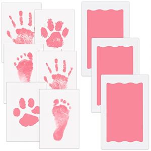 Nabance Kit Empreinte Pieds et Mains Bébé, Bébé Empreinte avec Tampon Encreur, Kit Empreinte Chien, Tampon Encreur Empreinte de Main et Pied de Bébé, Souvenir Familial, Cadeau pour Bapteme bébé （Rose） (Jialiaostore, neuf)
