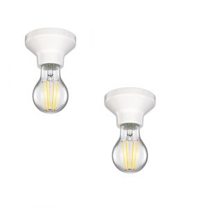 ledscom.de 2 pièces plafonnier en porcelaine Elektra rond blanc 90mm E27 lampe LED 6,96W blanc chaud 3 niveaux de gradation : max. 963lm (LEDs Com GmbH, neuf)