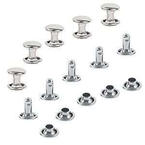 Lot de 160 rivets tubulaires en acier inoxydable argenté à double capuchon pour réparation de vêtements, chaussures, sacs, ceintures (10 mm, argent) (YiChuangDuo, neuf)