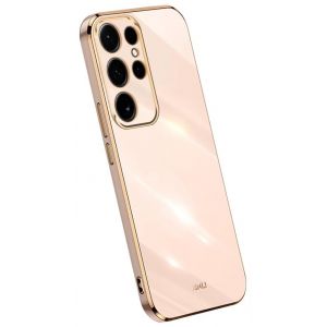 Topme Coque en Silicone pour Samsung Galaxy S25 Ultra (6.8" inches), [ Etui Housse de T&eacute;l&eacute;phone de Style Bord Dor&eacute;] - Rose (topme, neuf)