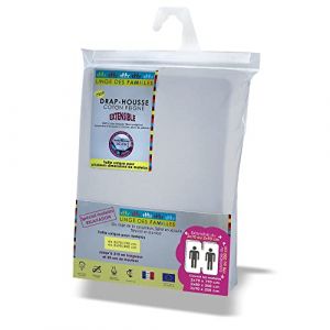 Linge des Familles - Drap Housse Lit Electrique pour Matelas 2x70x190-2x80x200-2x90x200 - Argent - 100% Coton Jersey Extensible - Label Oeko-TEX&reg; Standard 100 - Made in Europe (Linge des Familles, neuf)