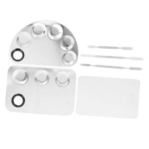 3 Ensembles Set de Palette de Mélange Acier Inoxydable pour Nail Art Spatules Palette Semi Carrée Carrée Outils Pratiques pour Diy et Coloration (Spring TU, neuf)