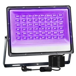 CREATESTAR Lumi&egrave;re Noire LED 100W, Projecteur lumi&egrave;re noire UV &eacute;tanche IP66, Black Light Projecteur UV LED pour &eacute;clairage de sc&egrave;ne, f&ecirc;te lumineuse, Halloween, Disco, Bar, Affiche fluorescente (cissyandjim, neuf)