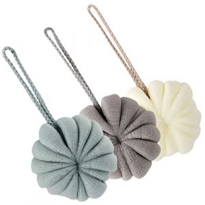 NIYANGLE 3 Pièces Fleur De Douche Éponge Luffa De Douche Lot De Éponge De Bain Exfoliante Pour Corps (Telinei, neuf)