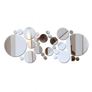 JEYORZY 32 Pièces Miroir Stickers Muraux, Miroirs Ronds Autocollants 3D Rond Miroir Acrylique Adhésif Autocollant Mural, Miroir Détachable DIY Auto-adhésifs Décoration pour Maison Chambre Salon Décor (Wacicy EU, neuf)