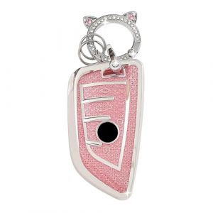 ZVRSUA Coque de Cl&eacute; de Voiture pour BMW，Joli Porte Cl&eacute; Voiture en Argent Incrust&eacute; de Diamants，Accessoire Voiture Compatible avec BMW S&eacute;rie 1/2/3/4/5/6/7/8 X1 X2 X3 X4 X5 X6 X7 X5M X6M (SENBAODZ, neuf)
