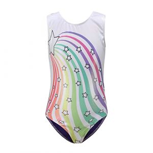 IBAKOM Enfant Filles Gymnastique Ballet Justaucorps Sans manches Danse Body scintillant une pièce Danse justaucorps Vêtements de danse Violet foncé 5-6 ans (ZhuL, neuf)