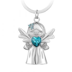 Fugoviin Cadeau Porte Clef Ange Gardien avec Pierre Pr&eacute;Cieuse et Fleurs de Lilas, Porte Cl&eacute; Porte Bonheur, Cadeau &agrave; Moins de 10 Euros pour Petite Amie, Coll&egrave;gue, M&egrave;re, S&oelig;ur, etc. (Fugoviin, neuf)