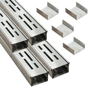 Caniveau Etroit Terrasse 5 Cm de Large, 4 M de Long, Caniveau Exterieur Extra Plat de ExtéRieur en Acier Inoxydable 304 Avec Raccord, Canalisation de Drainage Pour BéTon/PavéS/Terrasses/AlléEs/Garage (Shunjing, neuf)
