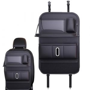 Dtaigou Organisateur De Siège Auto Arrière | Protecteur de Siège Auto avec Compartiments | Porte-Tablette Cuir, Plateau Repas Pliable, Range-Tissues et Tapis Anti-Salissures pour Voyage (yuyhnz, neuf)