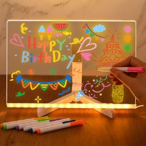Gaethra Tablette Lumineuse Dessin Enfant avec 7 Stylos Colorés, Tableau Lumineux Effaçable et Réutilisable pour Notes ou Dessins, Parfait comme Tablette Lumineuse Enfant, 30×20 cm (KYRIACOSGATHRA, neuf)