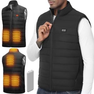 LABEWVI Gilet chauffant, veste chauffante homme avec batterie incluse, 10000mAh blouson chauffant homme, manteau &Eacute;lectrique avec 3 Niveau de chauffant | 6 zones chauffante, Hiver ext&eacute;rieur V&ecirc;tement (YSAO, neuf)