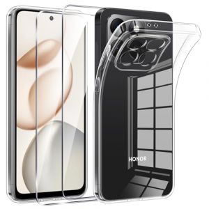 Phoona Coque pour Honor 400 Smart 5G/4G/Honor X7d avec 2 Pi&egrave;ces Protection &Eacute;cran en Verre Tremp&eacute;,Ultra Transparente Silicone en Gel TPU Souple Couqe,Antichoc Anti-Jaune Etui Bumper (WEST COAST KNITWEAR EU, neuf)