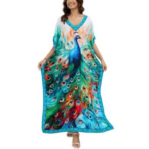 L-Peach Robe de plage pour femme, ethnique imprim&eacute;, kaftan, maxi, longue, pour l'&eacute;t&eacute;, pareo, chemise de plage, maillot de bain, bikini, couvre-up, taille unique (Little-Peach, neuf)