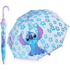 Disney Parapluie Enfant Fille Parapluie Cloche Transparent Accessoire Officiel Stitch Reine des Neiges (Stitch Violet/Bleu) (Get Trend., neuf)