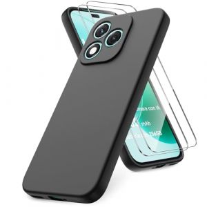 Vansdon Coque Compatible avec Honor 400 Lite, 2 Film de Protection en Verre trempé, Housse Souple en TPU en Silicone Liquide, Etui en Caoutchouc Antichoc - Noir (Tiny Tots EU, neuf)