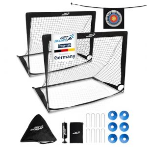 ArtSport But de Football Pop-up Goal Master – Set de 2 avec Accessoires – Pliable & prêt à Jouer – 2 buts intérieur & extérieur – Cage de Foot – Noir (Juskys Gruppe GmbH, neuf)