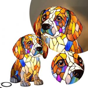 DaPongZhi Lampe En Vitrail En Forme D'Animal,Lampe Vintage En Verre Teinté En Forme De Chien|,Veilleuse De Chevet En Forme D'Animal,Veilleuse Décorative Colorée Pour La Maison, La Chambre à Coucher (DaPongZhi, neuf)