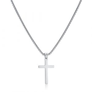 AFSTALR Collier Croix Homme Argent Chaine Pendentif Croix Acier Inoxydable Bijoux Chretienne Croix pour Homme et Femme (AFSTALR, neuf)