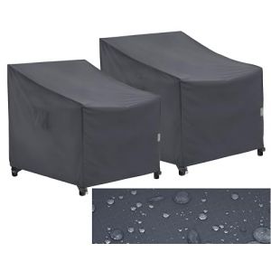 F&J Outdoors Housses pour chaises de Jardin, Housse de Chaise Longue, Housse de Fauteuil Adirondack, imperm&eacute;ables, protectrices, pour Meubles de Patio, Gris, 84x86x65/82cm, 2 pi&egrave;ces (F&J LLC, neuf)