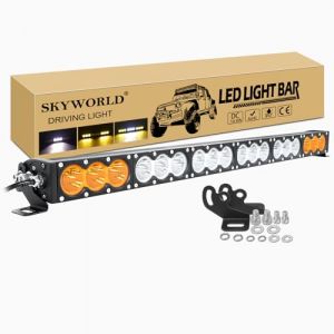 SKYWORLD 33 Pouces 83cm 180W Barre de LED 4x4 Rampe 12V 24V, Bicolore Ambre Blanc Barre d'éclairage LED, Longue portee Barre Lumineuse LED pour Offroad Camion SUV ATV Véhicules, feu antibrouillard (SKYWORLD-EU, neuf)